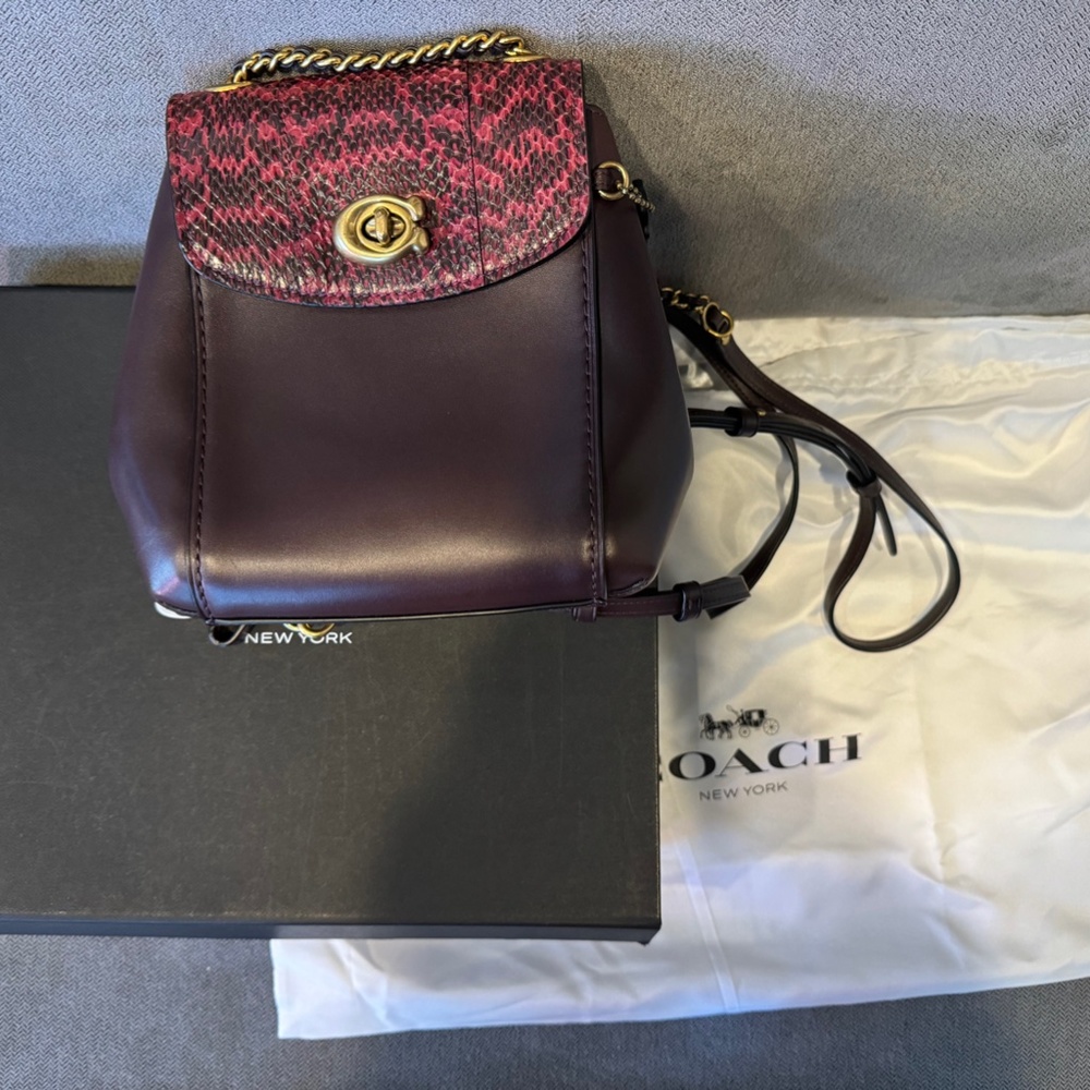 COACH Parker Convertible Backpack 16 with Snakeskin Detail